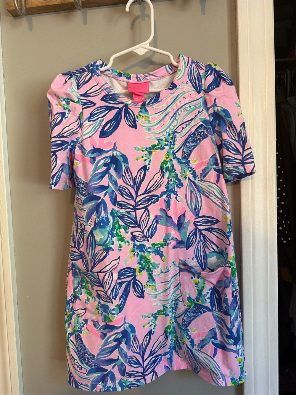 Lilly Pulitzer Pink Dress with Blue & Green Tropical Print